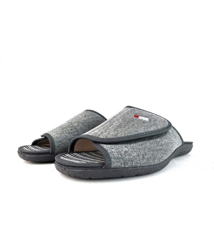 Zapatillas casa pinki hombre pala velcro gris de Cabrera