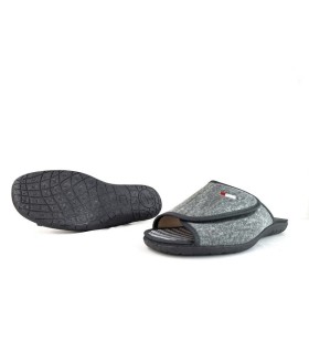 Zapatilla casa pinki hombre pala velcro gris de Cabrera