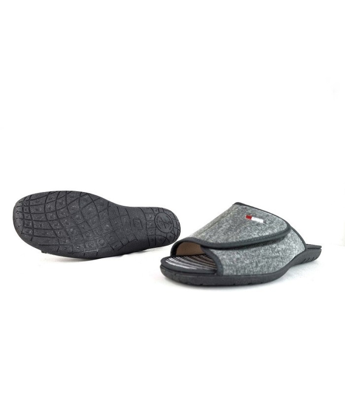 Zapatilla casa pinki hombre pala velcro gris de Cabrera