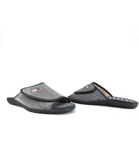 Zapatillas casa pinki hombre pala velcro gris de Cabrera