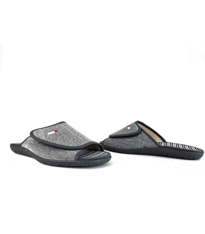 Zapatillas casa pinki hombre pala velcro gris de Cabrera