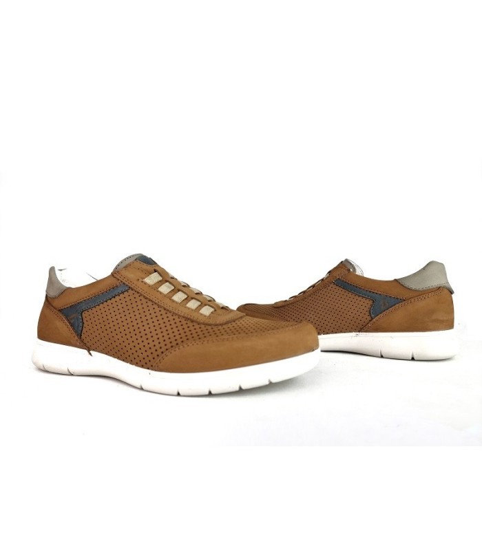 Zapato hombre Nobuck marrón elásticos en el empeine de Luisetti, vista de los dos perfiles