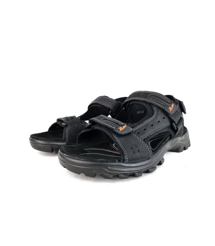 Sandalia sport piel negro velcros de Vicmart