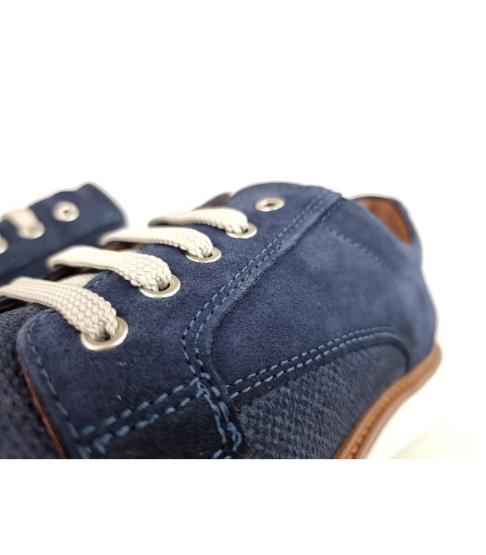 Zapato hombre nobuck azul cordones de Zen