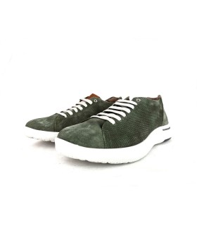 Zapato casual nobuck cordones verde de Zen