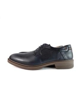 Zapato traje ceremonia azul piel azul cordones de Luisetti