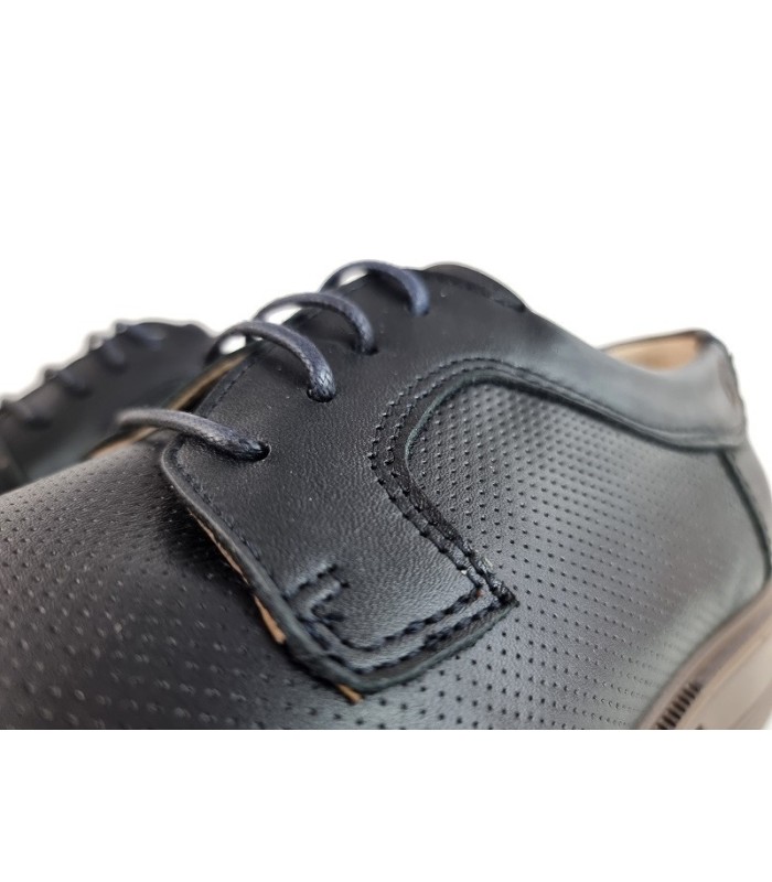 Zapato traje ceremonia azul piel azul cordones de Luisetti