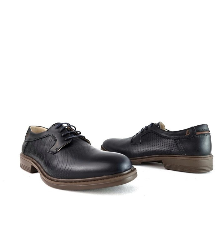 Zapato traje ceremonia azul piel azul cordones de Luisetti