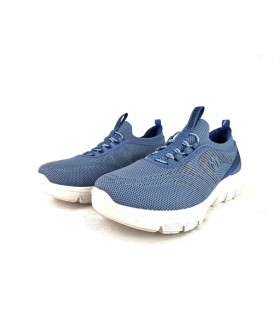 Medio perfil: Zapatilla deportiva azul Laura Azaña