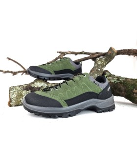 Vista de los perfiles de la zapatilla de trekking vede para hombre de grisport