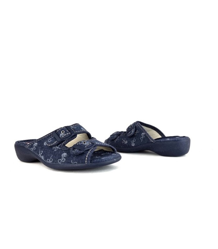 zapatillas casa con cuña y diseño vaquero de Gema García, vista de los dos perfiles