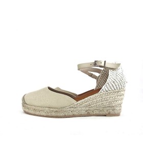 Alpargatas mujer cuña y pulsera plantilla acolchada de Torres beige