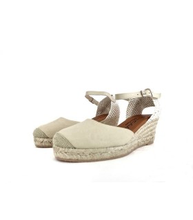 Alpargatas mujer cuña y pulsera plantilla acolchada de Torres beige