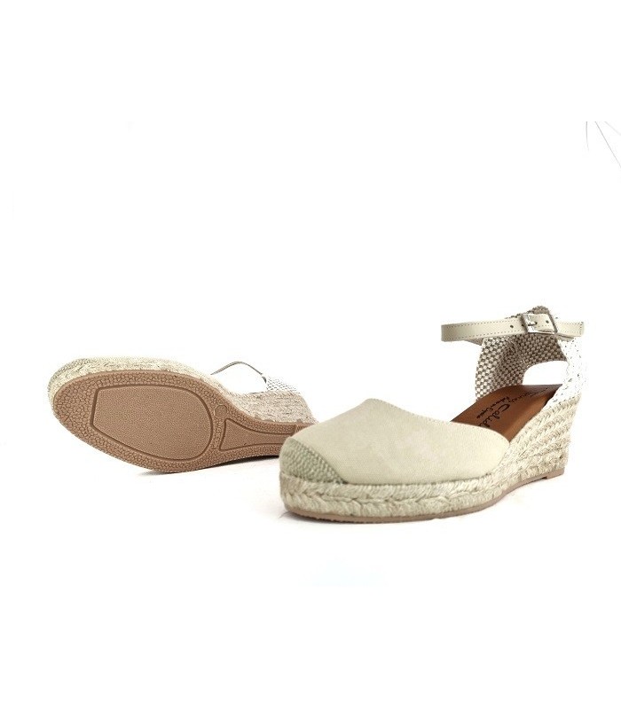 Alpargata mujer cuña y pulsera plantilla acolchada de Torres beige