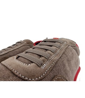 Zapato de hombre piel y textil marrón elásticos en empeine de Notton