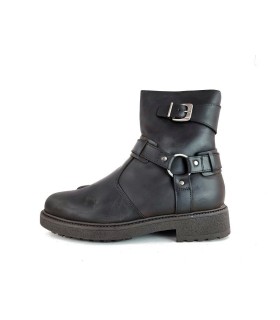 Bota motorista hombre Nifty piel marrón oscuro - vista lateral completa