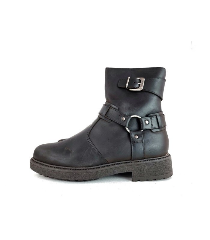 Bota motorista hombre Nifty piel marrón oscuro - vista lateral completa