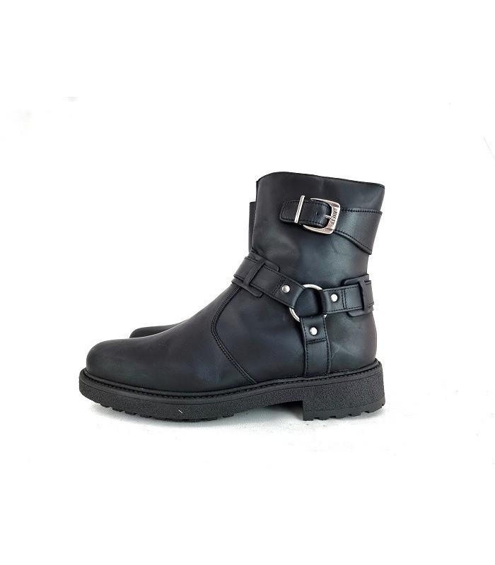 Bota motorista hombre Nifty piel negra - vista lateral completa