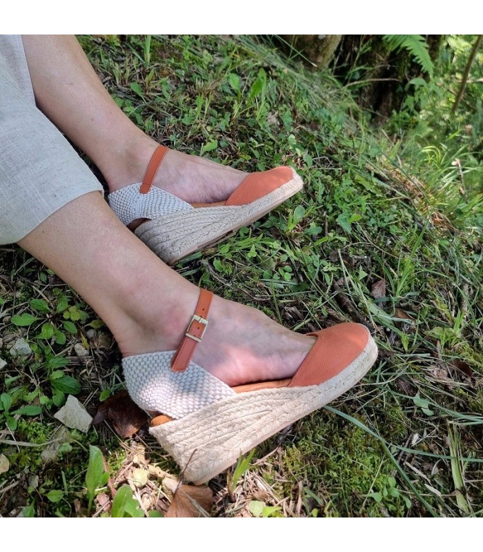 Alpargata mujer cuña y pulsera plantilla acolchada de Torres naranja