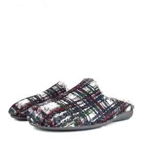Zapatilla casa Cuadros pincel borreguito de Gema Garcia para hombre de invierno