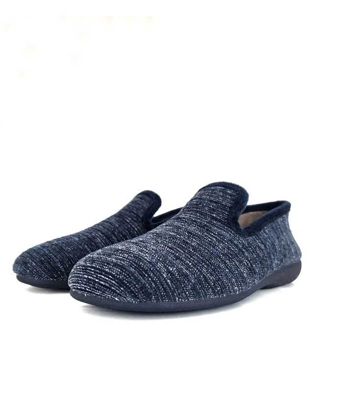 Zapatilla casa para hombre Chinilla azul de Gema Garcia de Invierno semi perfil