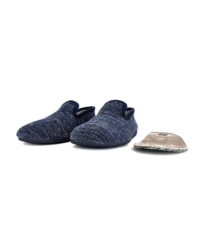 Zapatillas casa para hombre Chinilla azul de Gema Garcia de Invierno