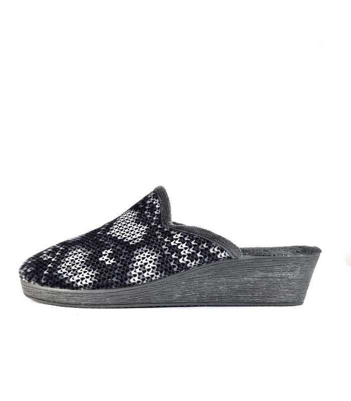 Zapatillas casa cuña lana corazones de Gema Garcia de invierno para mujer