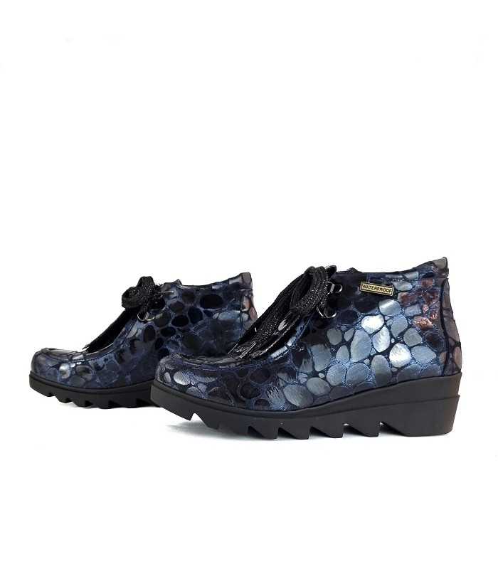 Botines Magda cuña azul membrana impermeable de Nival