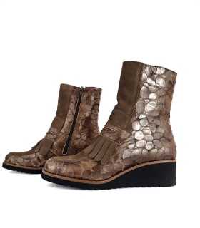 Botínes mujer piel coco beige detalle cremallera