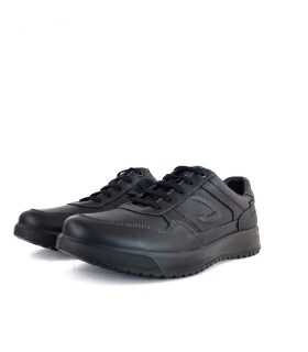 Zapatos sport de cordones Grisport en negro, vista de medio perfil.