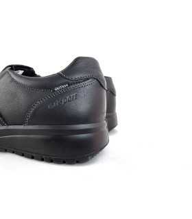 Vista del talon de Zapato mocasin piel negro membrana de Grisport