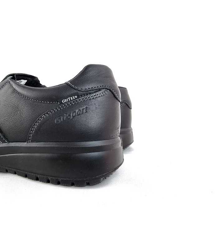 Vista del talon de Zapato mocasin piel negro membrana de Grisport