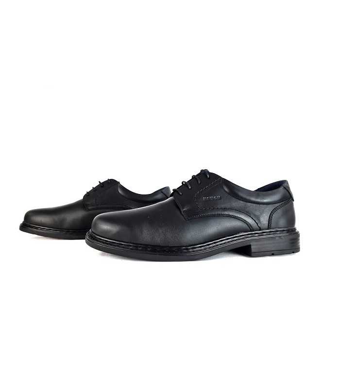 Zapato hombre cordones piel negra ancho de Notton