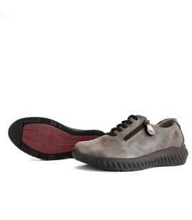 Piso Bilbao resistente del zapato color topo Ani Suave By Leyland en piel gris reptil