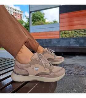Zapatilla deportiva serraje y pana mujern ellos puestos