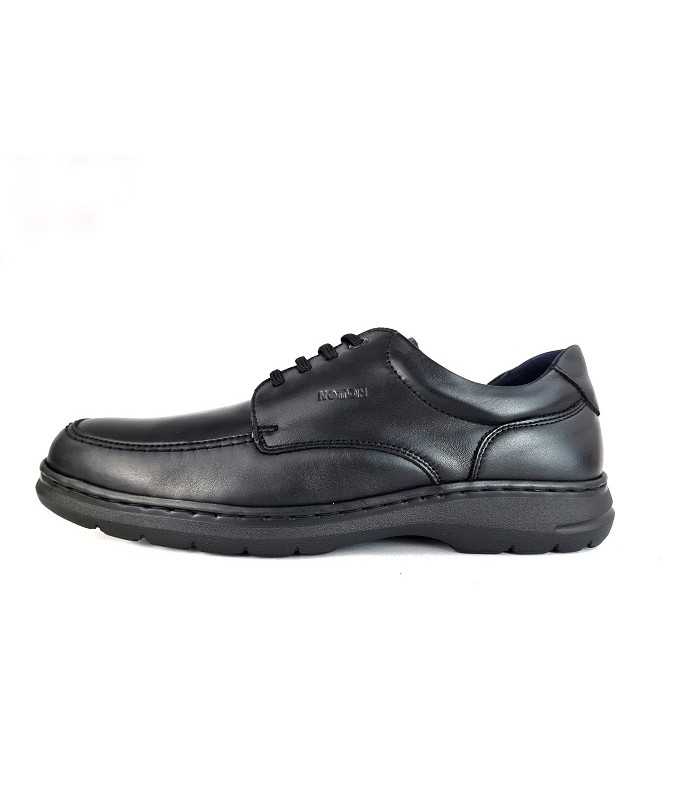 Zapato piel negro cordones horma ancha de Notton