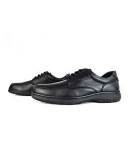 Zapato piel negro cordones horma ancha de Notton