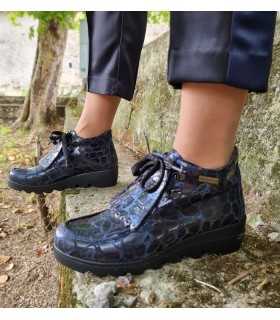 Botines Magda cuña azul membrana impermeable de Nival