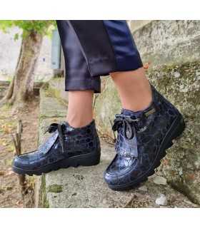 Botines Magda cuña azul membrana impermeable de Nival