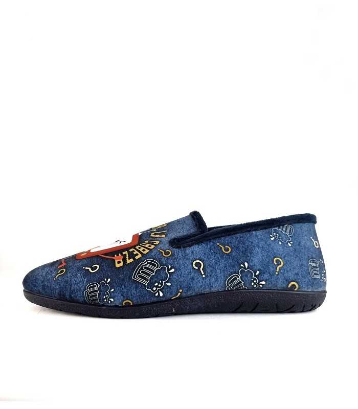 Zapatilla casa hombre televisión perfil, diseño textil azul – Cabrera