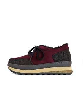 Foto perfil zapatos cuña Kitty Comfort Class color burdeos