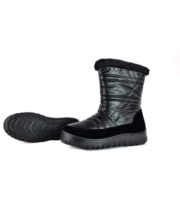 Piso ligero de las botas negras impermeables con forro de pelo