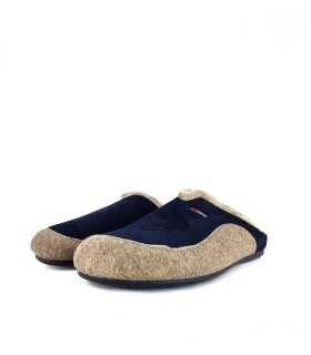Zapatillas hombre casa descalza azul beige de Cabrera