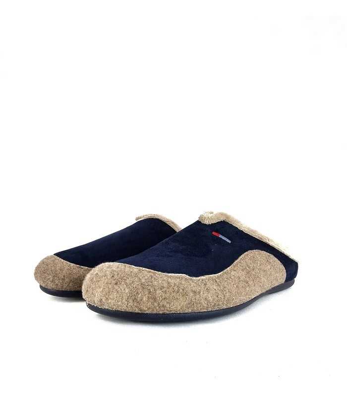 Zapatillas hombre casa descalza azul beige de Cabrera