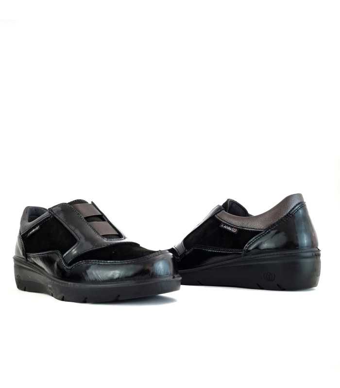 Zapatos horma amplia cuña piel negro de Laura Azaña para mujer, vista de dos perfiles
