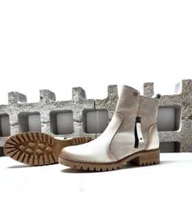 Botines waterproof mujer piel serraje y lisa de KMN beige