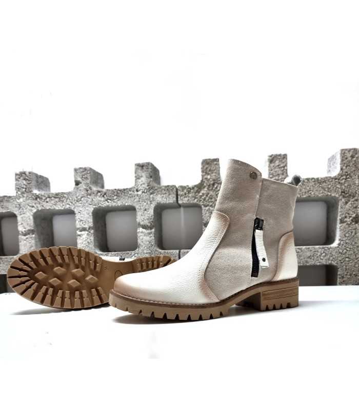 Botines waterproof mujer piel serraje y lisa de KMN beige