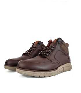 Bota de piel marrón chocolate Clayan - diseño medio perfil