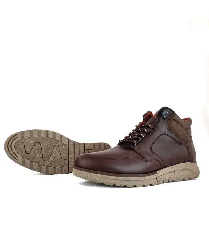 Piso antideslizante de Botas piel marron hombre cordones de Clayan