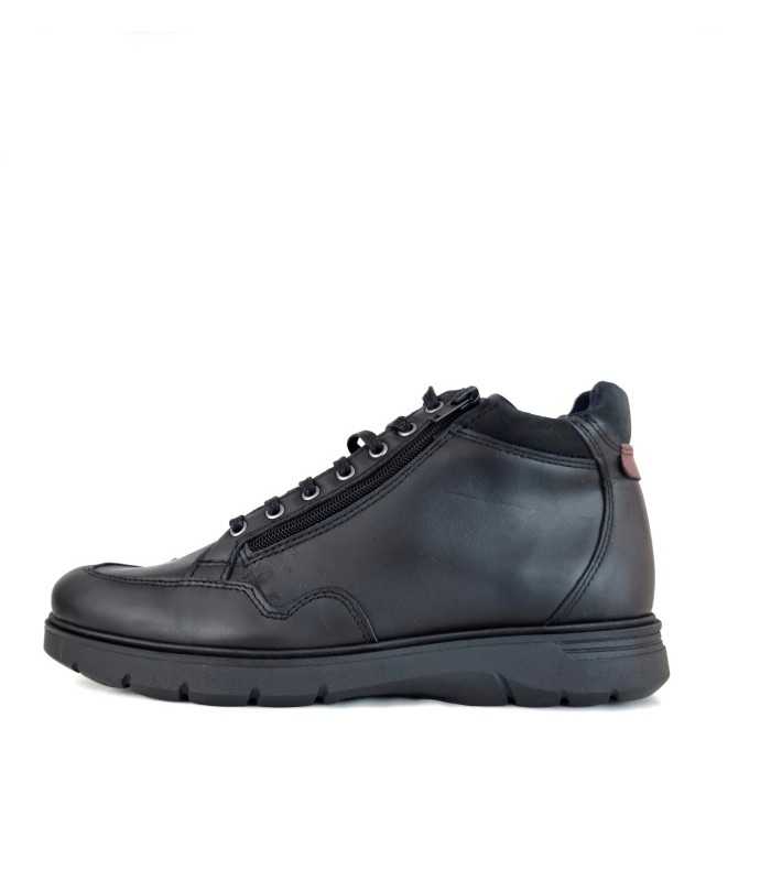 Bota piel negra impermeable hombre